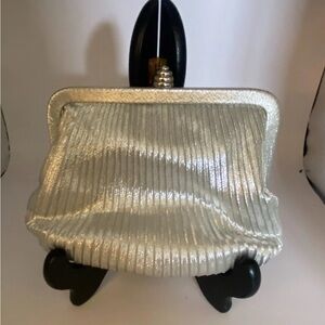 Silver Pleated Clutch